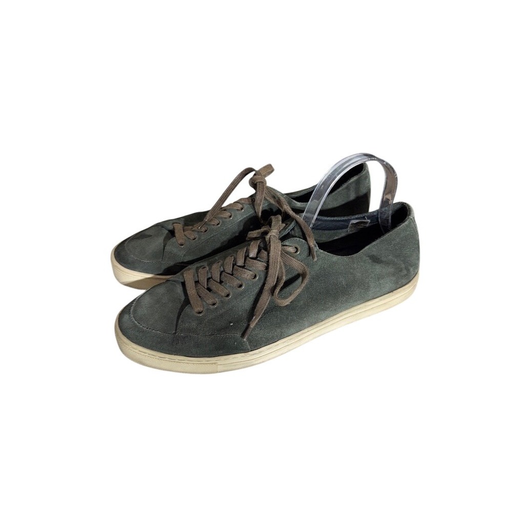Burberry Mens Dark Green Suede Low Top Lace Up Sneakers Luxury Designer Shoes - Picture 2 of 10
